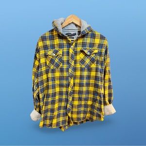 Vintage Men's Cactus Flannel Hoodie Button Up - Large